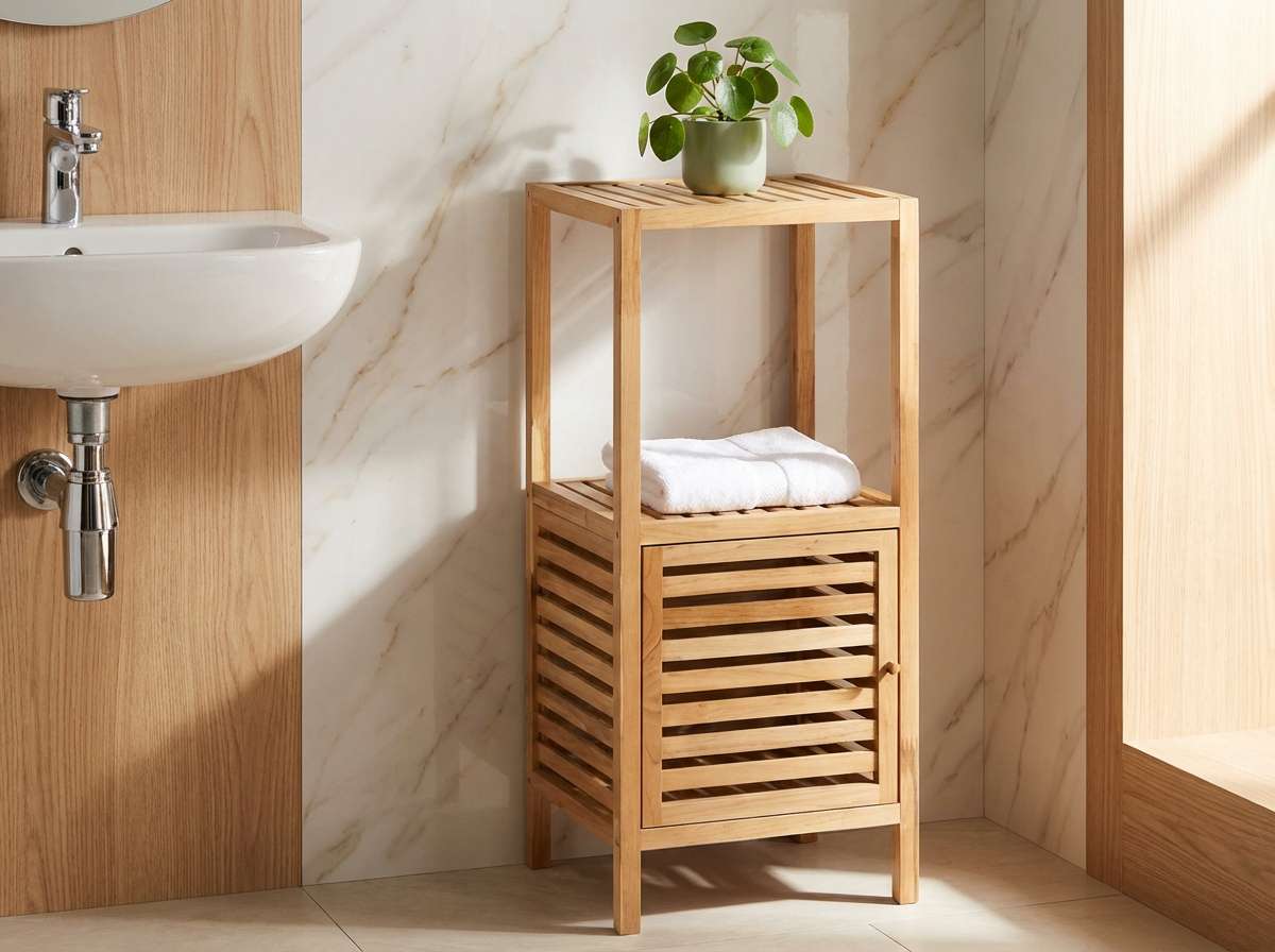 Household and bathroom shelf with door Norway By Wenko.de